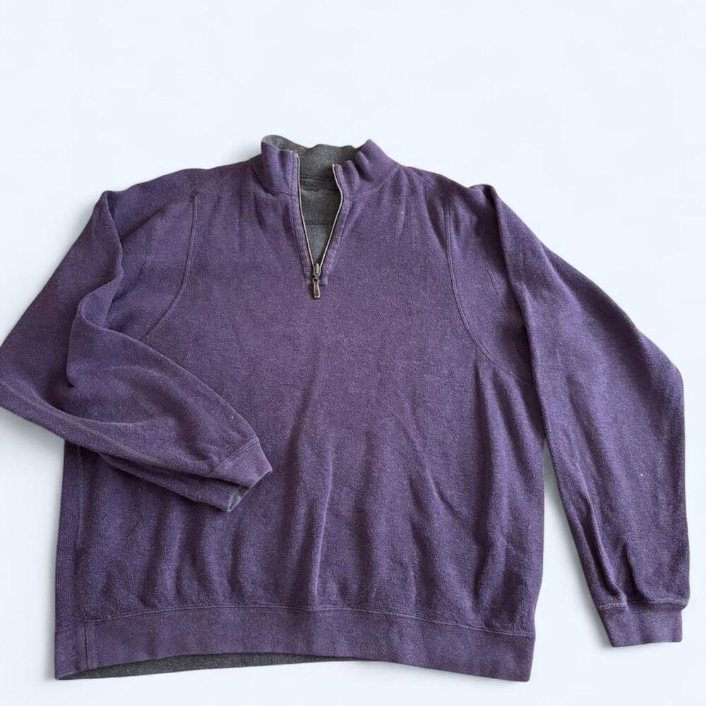 Tommy-bahama Men's Purple Cotton Half-Zip Sweater - Large
